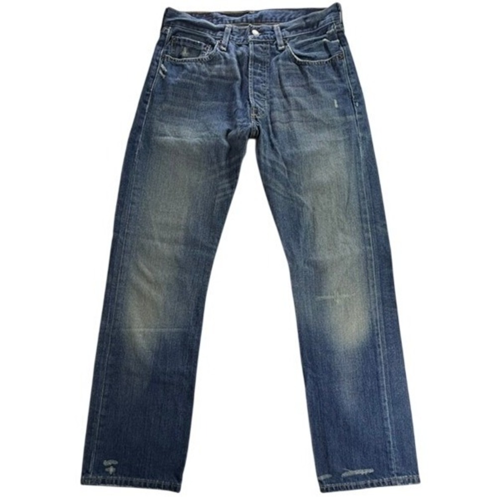 Levi's 501 Original Fit Button Fly Straight Leg Jeans 32x32 Distressed Denim